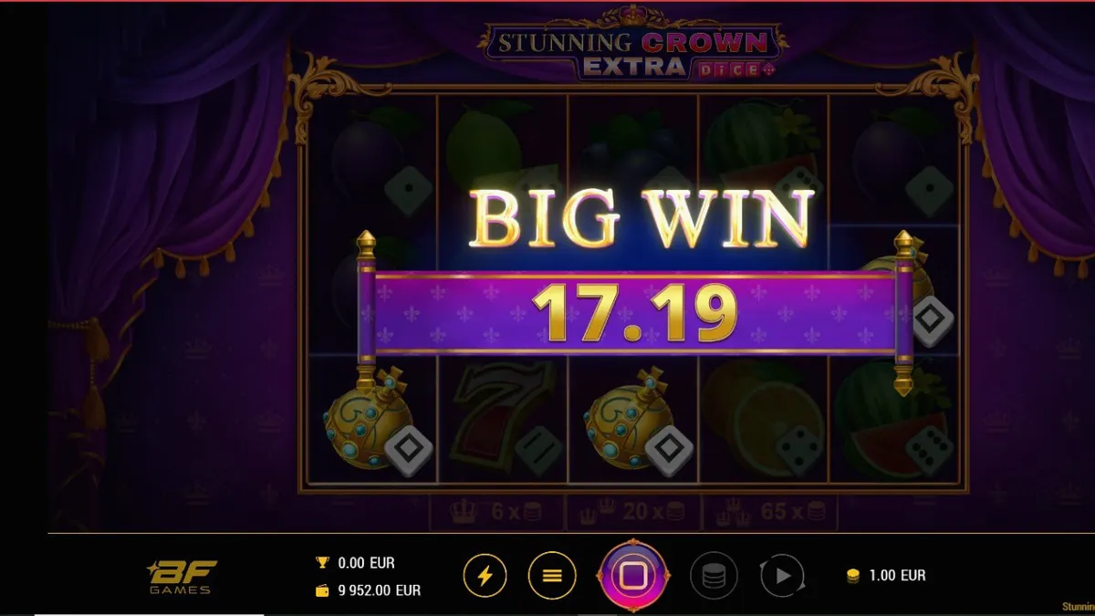 Stunning Crown Extra Dice স্লট গেমের রাজকীয় থিম এবং রিল সেটআপ
